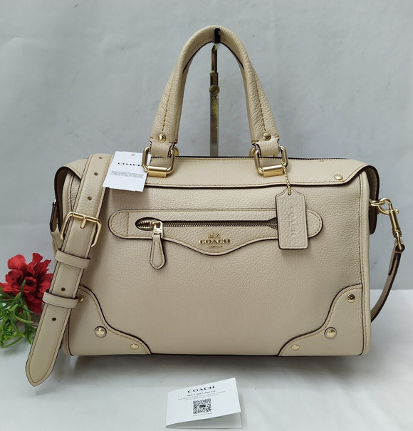 Coach Handbags - Coach Millie Ivory Pebbled Leather Top Handle Satchel Bag - NWT $550